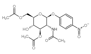 4-硝基苯基-2-乙酰氨基-3,6-O-二乙酰基-2-脱氧-&beta;-D-吡喃葡萄糖苷结构式