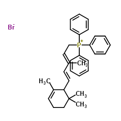 5-(4-甲氧基-2,3,6-(三甲苯基)-3-甲基-戊2,4-二烯-1-溴化三苯磷结构式