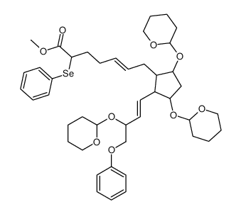methyl 7-[3,5-bis(oxan-2-yloxy)-2-[3-(oxan-2-yloxy)-4-phenoxybut-1-enyl]cyclopentyl]-2-phenylselanylhept-5-enoate结构式