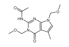 N-(3,7-bis(methoxymethyl)-5-methyl-4-oxo-4,7-dihydro-3H-pyrrolo[2,3-d]pyrimidin-2-yl)acetamide结构式