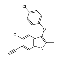 5-chloro3-[(4-chlorophenyl)thio]-2-methyl-1H-indole-6-carbonitrile结构式