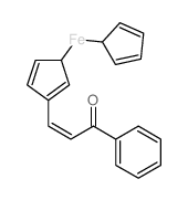 cyclopenta-1,3-diene; 3-(1-cyclopenta-1,4-dienyl)-1-phenyl-prop-2-en-1-one; iron(+2) cation结构式