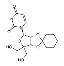 O2',O3'-cyclohexane-1,1-diyl-4'-hydroxymethyl-uridine结构式