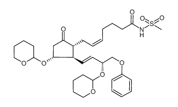 (Z)-N-(methylsulfonyl)-7-((1R,2R,3R)-5-oxo-2-((3R,E)-4-phenoxy-3-((tetrahydro-2H-pyran-2-yl)oxy)but-1-en-1-yl)-3-((tetrahydro-2H-pyran-2-yl)oxy)cyclopentyl)hept-5-enamide结构式