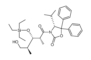 (R)-3-[(2R,3S,4S)-5-hydroxy-2,4-dimethyl-3-(triethylsilanyloxy)pentanoyl]-4-isopropyl-5,5-diphenyloxazolidin-2-one结构式