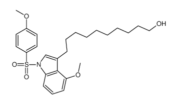 10-[4-methoxy-1-(4-methoxyphenyl)sulfonylindol-3-yl]decan-1-ol结构式