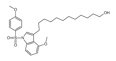 12-[4-methoxy-1-(4-methoxyphenyl)sulfonylindol-3-yl]dodecan-1-ol结构式