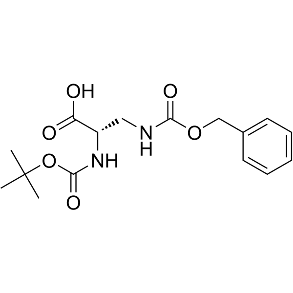 N-叔丁氧羰基-3-[(苄氧羰基)氨基]-L-丙氨酸结构式