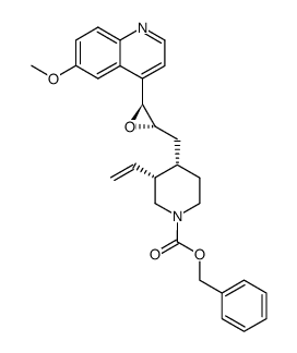(4S)-[3-(6-methoxyquinolin-4-yl)-(S,S)-oxiranylmethyl]-(3R)-vinylpiperidine-1-carboxylic acid benzyl ester结构式