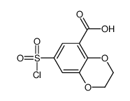 7-(chlorosulphonyl)-2,3-dihydro-1,4-benzodioxin-5-carboxylic acid结构式
