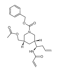 (3S,5R,1'R)-(+)-3-acetoxymethyl-5-(1'-acryloylaminobut-3'-enyl)-1-piperidine-1-carboxylic acid benzyl ester结构式