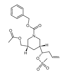 (3S,5R,1'S)-(+)-3-acetoxymethyl-5-(1'-methanesulfonyloxybut-3'-enyl)-1-piperidine-1-carboxylic acid benzyl ester结构式