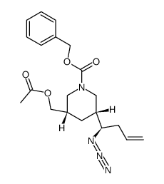(3S,5R,1'R)-(-)-3-acetoxymethyl-5-(1'-azidobut-3'-enyl)-1-piperidine-1-carboxylic acid benzyl ester结构式