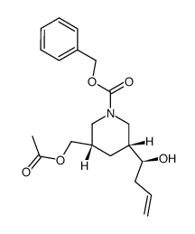 (3S,5R,1'S)-(-)-3-acetoxymethyl-5-(1'-hydroxybut-3'-enyl)-1-piperidine-1-carboxylic acid benzyl ester结构式