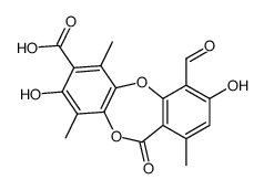 10-formyl-3,9-dihydroxy-1,4,7-trimethyl-6-oxobenzo[b][1,4]benzodioxepine-2-carboxylic acid结构式