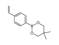5,5-二甲基-2-(4-乙烯基苯基)-1,3,2-二氧硼杂环己烷结构式