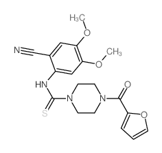 N-(2-cyano-4,5-dimethoxy-phenyl)-4-(furan-2-carbonyl)piperazine-1-carbothioamide结构式