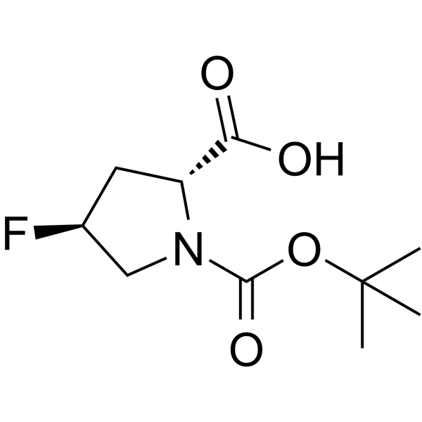 (2R,4S)-4-氟-1,2-吡咯烷二羧酸-1-(1,1-二甲基乙基)酯结构式