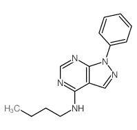N-butyl-9-phenyl-2,4,8,9-tetrazabicyclo[4.3.0]nona-1,3,5,7-tetraen-5-amine结构式