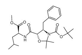 [(3R)-tert-butoxycarbonylamino-(2S)-hydroxy-2,3-isopropylidene-4-phenylbutanoyl]-L-leucine methyl ester结构式