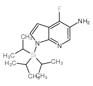 4-氟-1-[三(1-甲基乙基)硅酯]-1H-吡咯并[2,3-B]吡啶-5-胺结构式