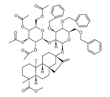 13-O-[2-O-(2,3,4,6-tetra-O-acetyl-β-D-glucopyranosyl)-3,4,6-tri-O-benzyl-β-D-glucopyranosyl]steviol methyl ester结构式