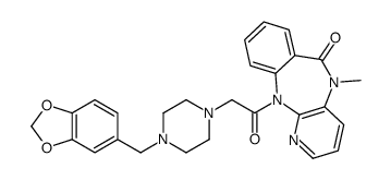 11-[2-[4-(1,3-benzodioxol-5-ylmethyl)piperazin-1-yl]acetyl]-5-methylpyrido[2,3-b][1,4]benzodiazepin-6-one结构式
