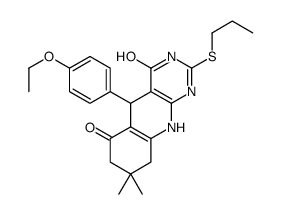 5-(4-ethoxyphenyl)-8,8-dimethyl-2-propylsulfanyl-5,7,9,10-tetrahydro-1H-pyrimido[4,5-b]quinoline-4,6-dione结构式