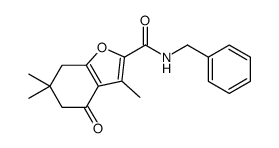 N-benzyl-3,6,6-trimethyl-4-oxo-5,7-dihydro-1-benzofuran-2-carboxamide结构式