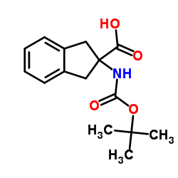 N-叔丁氧羰基-2-氨基茚满-2-羧酸结构式