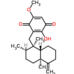 3-[(十氢-1&beta;,2&beta;,4a&beta;-三甲基-5-亚甲基-1-萘基)甲基]-2-羟基-5-甲氧基苯醌结构式