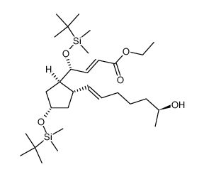ethyl (R,E)-4-((tert-butyldimethylsilyl)oxy)-4-((1R,2S,4S)-4-((tert-butyldimethylsilyl)oxy)-2-((S,E)-6-hydroxyhept-1-en-1-yl)cyclopentyl)but-2-enoate结构式