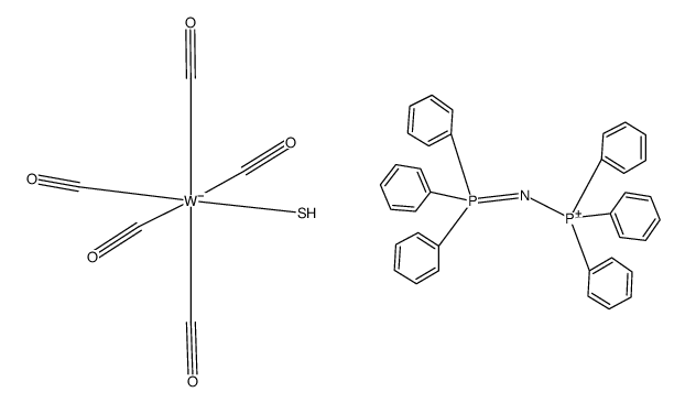[bis(triphenylphosphine)nitrogen][W(CO)5(SH)]结构式