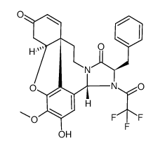 (4aS,8aS,13R,14aR)-13-benzyl-2-hydroxy-3-methoxy-14-(2,2,2-trifluoroacetyl)-4a,5,9,10,14,14a-hexahydro-6H-benzo[2,3]benzofuro[4,3-cd]imidazo[1,2-a]azepine-6,12(13H)-dione结构式