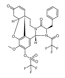 (4aS,8aS,13R,14aR)-13-benzyl-3-methoxy-6,12-dioxo-14-(2,2,2-trifluoroacetyl)-4a,5,9,10,12,13,14,14a-octahydro-6H-benzo[2,3]benzofuro[4,3-cd]imidazo[1,2-a]azepin-2-yl trifluoromethanesulfonate结构式