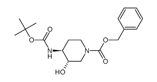 (3S,4S)-4-tert-butoxycarbonylamino-3-hydroxypiperidine-1-carboxylic acid benzyl ester结构式