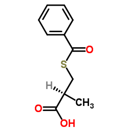 (S)-(-)-3-苯甲酰巯基-2-甲基丙酸结构式