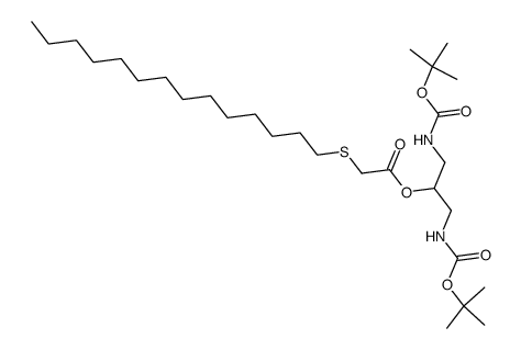 1,3-di(tert-butyloxycarbonylamino)-2-[(tetradecylthio)acetyloxy]-propane结构式