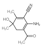 5-acetyl-6-amino-3-hydroxy-2,3-dimethyl-cyclohexa-1,5-diene-1-carbonitrile结构式