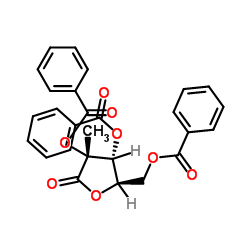 2,3,5-三苯甲酰氧基-2-C-甲基-D-核糖酸-1,4-内酯结构式