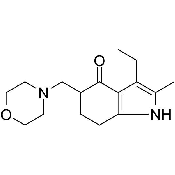3-乙基-2-甲基-5-(吗啉-4-基甲基)-1,5,6,7-四氢吲哚-4-酮结构式