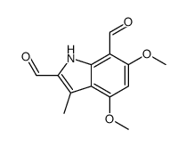4,6-dimethoxy-3-methyl-1H-indole-2,7-dicarbaldehyde结构式
