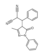 3-Methyl-1-phenyl-4-(1-phenyl-2,2-dicyanoethyl)-5-pyrazolone结构式