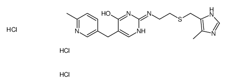 2-[2-[(5-methyl-1H-imidazol-4-yl)methylsulfanyl]ethylamino]-5-[(6-methylpyridin-3-yl)methyl]-1H-pyrimidin-6-one,trihydrochloride结构式