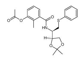 3-(((R)-1-((S)-2,2-dimethyl-1,3-dioxolan-4-yl)-2-(phenylthio)ethyl)carbamoyl)-2-methylphenyl acetate结构式