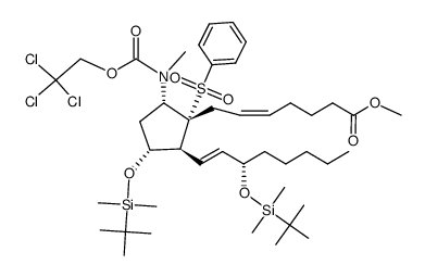 Methyl (5Z,13E,8R,9S,11R,12S,15S)-11,15-Bis(tert-butyldimethylsiloxy)-9-[[carbo(2',2',2'-trichloroethoxy)]methylamino]-8-(phenylsulfonyl)-5,13-prostadienoate结构式