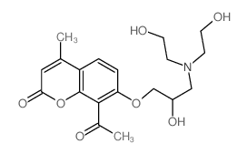 8-acetyl-7-[3-(bis(2-hydroxyethyl)amino)-2-hydroxy-propoxy]-4-methyl-chromen-2-one结构式