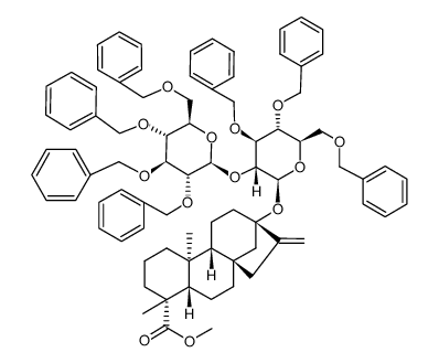 13-O-[2-O-(2,3,4,6-tetra-O-benzyl-β-D-glucopyranosyl)-3,4,6-tri-O-benzyl-β-D-glucopyranosyl]-steviol methyl ester结构式