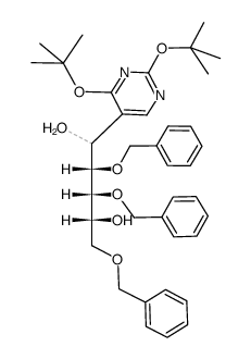 5-(2,3,5-tri-O-benzyl-D-altro-pentahydroxypentyl)-2,4-di-t-butoxypyrimidine结构式