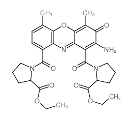 L-Proline,1,1'-[(2-amino-4,6-dimethyl-3-oxo-3H-phenoxazine-1,9-diyl)dicarbonyl]bis-, diethyl ester (9CI)结构式